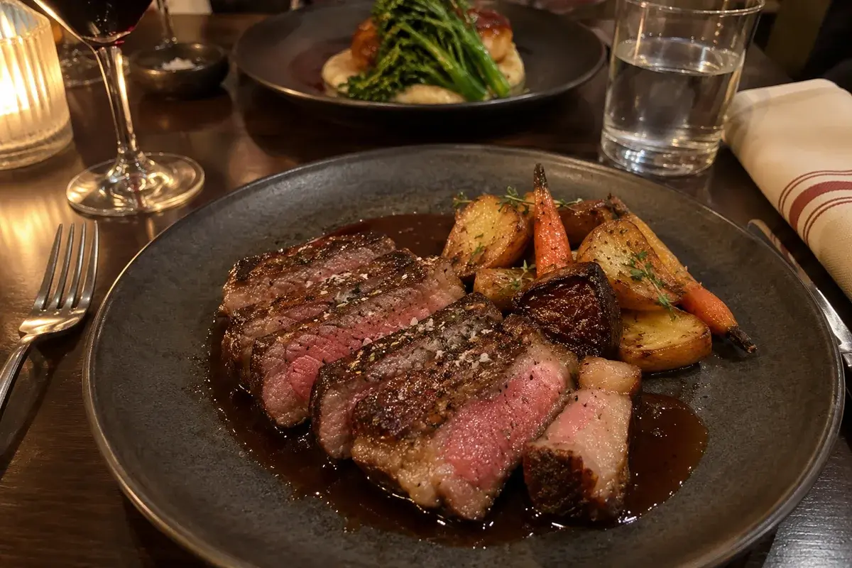 Dinner photographed from a guest's table for this concept review